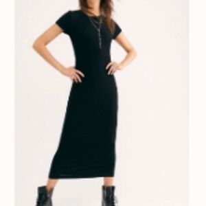 Free People Simone Tee Dress in Black size Small